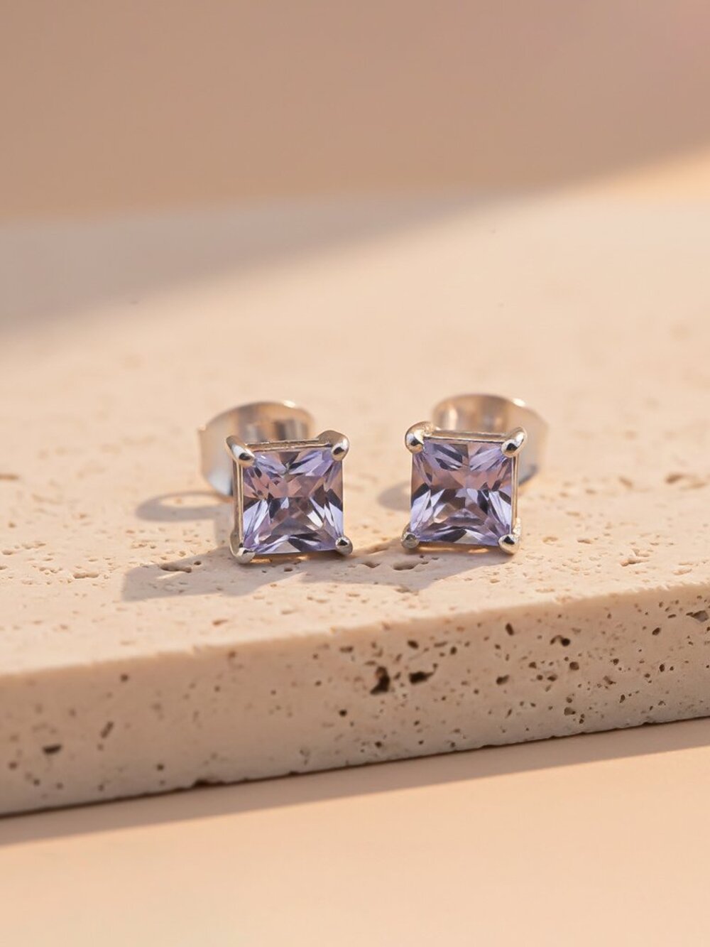 925 Silver Purple Haze Stud Earrings For Women Gold Vermeil (2.5 Micron)